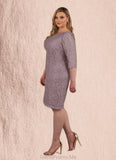 Sage Sheath Lace Knee-Length Dress STGP0019880