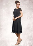 Diya Empire Scoop Neck Knee-Length Chiffon Mother of the Bride Dress With Beading Sequins STG126P0014537