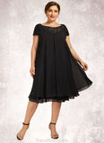 Diya Empire Scoop Neck Knee-Length Chiffon Mother of the Bride Dress With Beading Sequins STG126P0014537