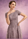 Everly A-Line Scoop Neck Tea-Length Tulle Lace Mother of the Bride Dress STG126P0014538