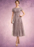 Everly A-Line Scoop Neck Tea-Length Tulle Lace Mother of the Bride Dress STG126P0014538