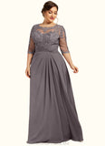 Muriel A-Line Scoop Neck Floor-Length Chiffon Lace Mother of the Bride Dress With Beading Sequins STG126P0014546