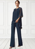 Campbell Jumpsuit/Pantsuit Scoop Neck Chiffon Mother of the Bride Dress With Beading Sequins STG126P0014547