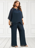 Campbell Jumpsuit/Pantsuit Scoop Neck Chiffon Mother of the Bride Dress With Beading Sequins STG126P0014547
