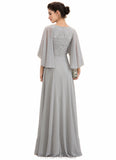 Jasmin A-line V-Neck Floor-Length Chiffon Lace Mother of the Bride Dress With Beading Sequins STG126P0014563