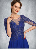 Sadie A-Line Scoop Neck Tea-Length Chiffon Lace Mother of the Bride Dress With Sequins STG126P0014565