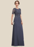 Noemi A-Line Scoop Neck Floor-Length Chiffon Lace Mother of the Bride Dress STG126P0014568