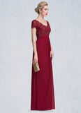 Aurora A-Line V-neck Floor-Length Chiffon Lace Mother of the Bride Dress With Ruffle Beading STG126P0014569