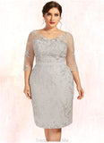 Jaida Sheath/Column V-neck Knee-Length Lace Mother of the Bride Dress STG126P0014570