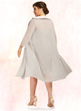 Jaida Sheath/Column V-neck Knee-Length Lace Mother of the Bride Dress STG126P0014570