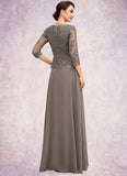 Catalina A-Line V-neck Floor-Length Chiffon Lace Mother of the Bride Dress With Sequins STG126P0014574
