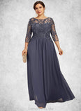 Carina A-Line Scoop Neck Floor-Length Chiffon Lace Mother of the Bride Dress With Beading Sequins STG126P0014578