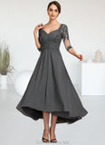 Quinn A-Line Sweetheart Asymmetrical Chiffon Lace Mother of the Bride Dress With Beading Sequins STG126P0014579