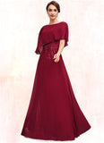 Ali A-Line Scoop Neck Floor-Length Chiffon Mother of the Bride Dress With Lace Beading Sequins STG126P0014583
