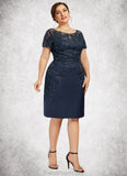 Baylee Sheath/Column Scoop Neck Knee-Length Satin Lace Mother of the Bride Dress With Sequins STG126P0014586