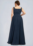 Ireland A-Line Square Neckline Floor-Length Chiffon Lace Mother of the Bride Dress With Sequins STG126P0014587