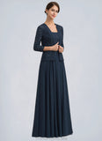 Ireland A-Line Square Neckline Floor-Length Chiffon Lace Mother of the Bride Dress With Sequins STG126P0014587