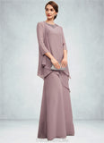 Patsy A-Line Scoop Neck Floor-Length Chiffon Mother of the Bride Dress With Beading STG126P0014593