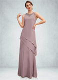 Patsy A-Line Scoop Neck Floor-Length Chiffon Mother of the Bride Dress With Beading STG126P0014593