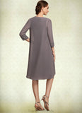 Makenna A-Line Scoop Neck Knee-Length Chiffon Mother of the Bride Dress With Beading STG126P0014654