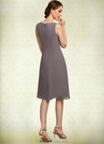 Makenna A-Line Scoop Neck Knee-Length Chiffon Mother of the Bride Dress With Beading STG126P0014654