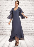 Eliana A-line V-Neck Ankle-Length Chiffon Mother of the Bride Dress With Beading STG126P0014655