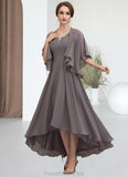 Kiara A-line V-Neck Asymmetrical Chiffon Mother of the Bride Dress With Beading Sequins STG126P0014656