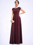 Stella A-Line Scoop Neck Floor-Length Chiffon Mother of the Bride Dress With Ruffle Lace STG126P0014662