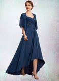 Maren A-Line Sweetheart Asymmetrical Chiffon Lace Mother of the Bride Dress With Ruffle Beading Sequins STG126P0014663