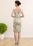 Lucy Sheath/Column V-neck Knee-Length Lace Mother of the Bride Dress With Beading Sequins STG126P0014668