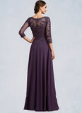 Charlee A-Line Scoop Neck Floor-Length Chiffon Lace Mother of the Bride Dress With Sequins STG126P0014670