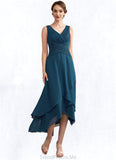 Jordyn A-Line V-neck Asymmetrical Chiffon Mother of the Bride Dress With Ruffle Beading Sequins STG126P0014671