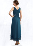 Jordyn A-Line V-neck Asymmetrical Chiffon Mother of the Bride Dress With Ruffle Beading Sequins STG126P0014671