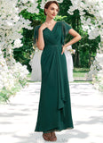 Lea A-Line V-neck Ankle-Length Chiffon Mother of the Bride Dress With Ruffle Beading Sequins STG126P0014672