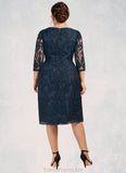 Tianna Sheath/Column Scoop Neck Knee-Length Lace Mother of the Bride Dress STG126P0014675