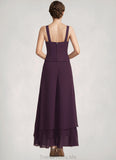 Lea Jumpsuit/Pantsuit Square Neckline Ankle-Length Chiffon Lace Mother of the Bride Dress With Sequins STG126P0014676