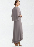 Mandy A-Line V-neck Asymmetrical Chiffon Mother of the Bride Dress With Ruffle STG126P0014682