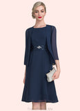 Yaretzi A-Line Scoop Neck Knee-Length Chiffon Mother of the Bride Dress With Ruffle Lace Beading Sequins STG126P0014690