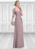 Emily A-Line Sweetheart Floor-Length Chiffon Lace Mother of the Bride Dress With Beading Sequins Cascading Ruffles STG126P0014692