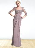 Grace Trumpet/Mermaid Sweetheart Floor-Length Chiffon Mother of the Bride Dress With Ruffle Cascading Ruffles STG126P0014694