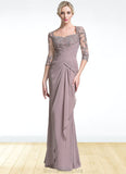 Grace Trumpet/Mermaid Sweetheart Floor-Length Chiffon Mother of the Bride Dress With Ruffle Cascading Ruffles STG126P0014694