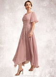 Jasmin A-Line Cowl Neck Ankle-Length Chiffon Lace Mother of the Bride Dress STG126P0014696