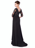 Alaina Empire V-neck Sweep Train Chiffon Mother of the Bride Dress With Lace Beading STG126P0014697