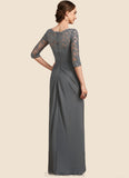 Eleanor Sheath/Column Scoop Neck Floor-Length Chiffon Lace Mother of the Bride Dress With Ruffle STG126P0014703