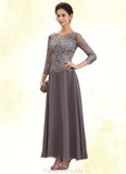 Adyson A-Line Scoop Neck Ankle-Length Chiffon Lace Mother of the Bride Dress STG126P0014706