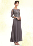 Adyson A-Line Scoop Neck Ankle-Length Chiffon Lace Mother of the Bride Dress STG126P0014706
