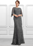Lilyana Trumpet/Mermaid Scoop Neck Floor-Length Chiffon Lace Mother of the Bride Dress With Ruffle STG126P0014708