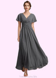 Addison A-Line V-neck Ankle-Length Chiffon Mother of the Bride Dress With Ruffle Beading STG126P0014709