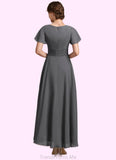 Addison A-Line V-neck Ankle-Length Chiffon Mother of the Bride Dress With Ruffle Beading STG126P0014709