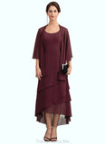 Clara A-Line Scoop Neck Asymmetrical Chiffon Mother of the Bride Dress With Beading STG126P0014710